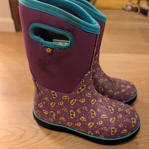 Bogs Purple Kids Rain Boots with Sunglasses Print